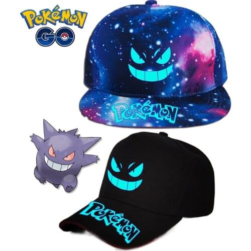 Pokemon Luminous Baseball Cap Letter Print Black&Galaxy Print Hats Sun Protection Casual Cap for Adult Man Woman Drop Shipping