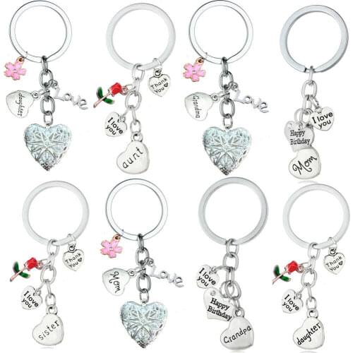 Love Heart BIRTHDAY Gift Keyring Gifts For Mother Father Son Mom Dad Sister Daughter Keychain Gifts keepsake Key Chains Family
