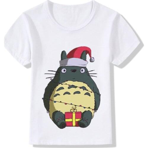 Children Christmas Present Totoro Design Funny T shirt Kids Baby Cartoon Clothes Boys/Girls Summer Short Sleeve T-shirt