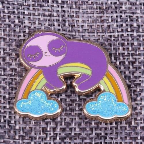 Rainbow Sloth lapel pin kawaii gift Enamel pin