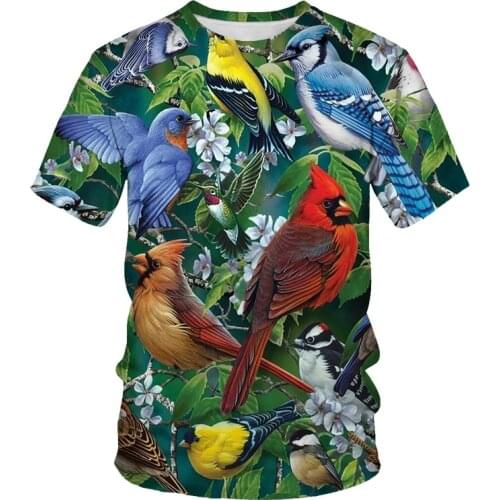 Hot 3D printed weed T-shirt Parrot male T-shirt female sportswear flower animal bird fashion T-shirt