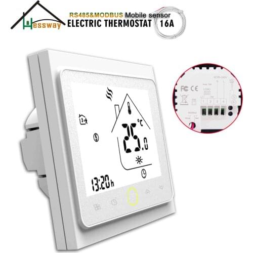 HESSWAY RS485 Double sensor electric temperature controller for 16A thermostat MODBUS graphene heating film