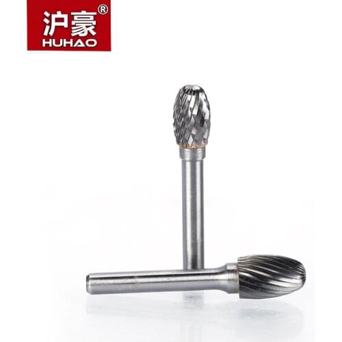HUHAO 1pc 6mm Shank Tungsten Steel Cutter Metal Grinding Carving Head Rotary File Router bit For Metal Polishing E Type