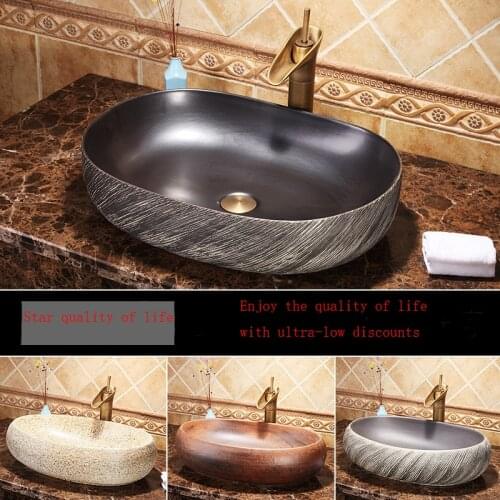 Ceramic Art Basin Mouthwash Basin Matching Set Drainage Carving Art Ceramic Basin Bathroom Sink Toilet Mop Basin Wash Basin