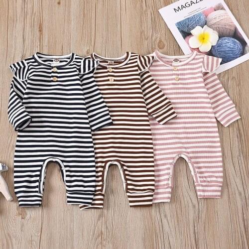 Newly Born Roupas Baby Boy Clothes Baby Girl Clothes Newborn Toddler Baby Long Sleeve Striped Print Knitted Romper jumpsuit