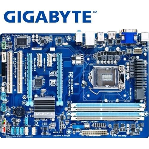 LGA 1155 DDR3 Gigabyte GA-Z77-HD3 100% Original Motherboard USB3.0 32G Z77 Z77-HD3 Z77 HD3 Desktop Mainboard 22nm processor Used