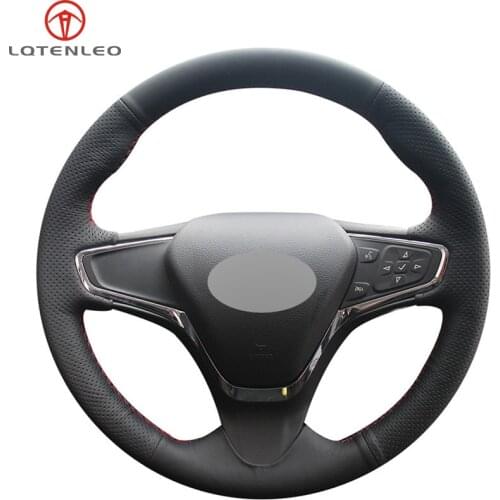 LQTENLEO Black Genuine Leather Hand Sew Car Steering Wheel Cover For Chevrolet Cruze 2014-2018 Volt 2016 2017 New Cruze