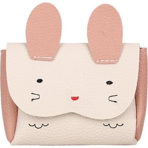 Cute Childrens Coin Purse Embroidered Lovely Bunny Mini Cover Messenger Bag Cartoon Girls PU Leather Rabbit Kids Wallet Gifts