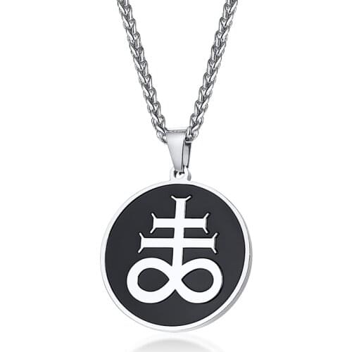 Stainless Steel Satan Pendant Fashion Trendy Mens Round Tag N00794