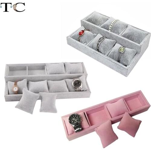 Watch Tray Bracelet Display Organizer Watches Stand Jewelry Pillow Holder Jewelry Display Tray 4/8/12 Grids