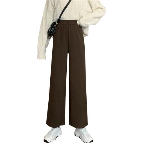 Autumn Winter New 2021 Thick Korean Womens Straight Leg Pants Loose Casual All-match Solid Color Wide Leg Pants Trousers Female