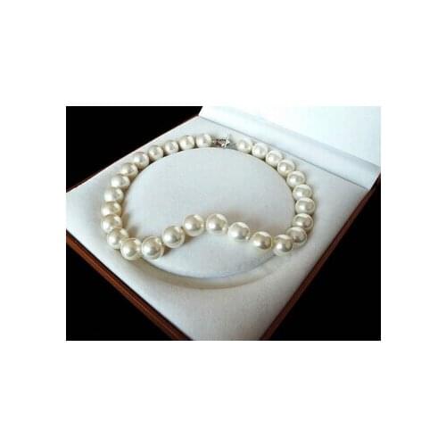 Rare Huge Genuine White 12mm South Sea Shell Pearl Heart Clasp Necklace 18" AAA Factory Wholesale price Women Gift word Jewelry