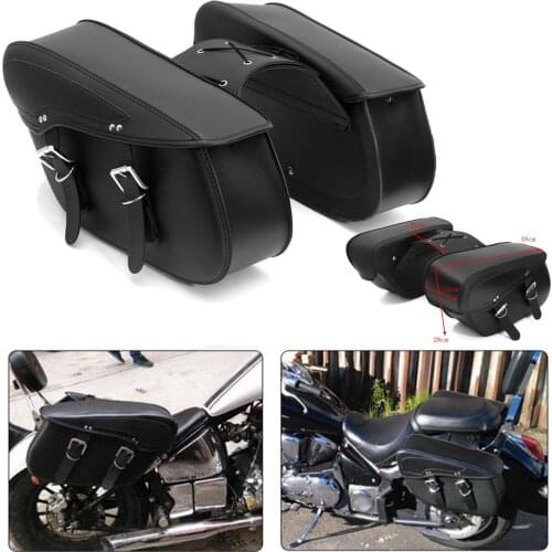 Pair Universal Motorcycle Saddle Leather Storage Tool Pouch Side Luggage Bags For Honda/Yamaha/Suzuki