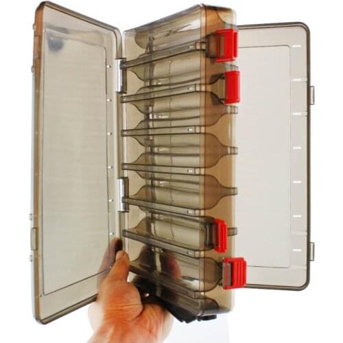 18.50*27.50*5cm Large Lure Fishing Tackle Box Double Layer PVC Ocean Sea River Carp Trout Angling Bait Hook Plastic Storage Case