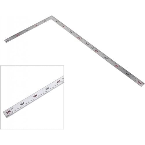 Useful 250 x 500mm Thicker 1.2mm Stainless Steel 90 Degree Right Angle Ruler for Woodworking / Office