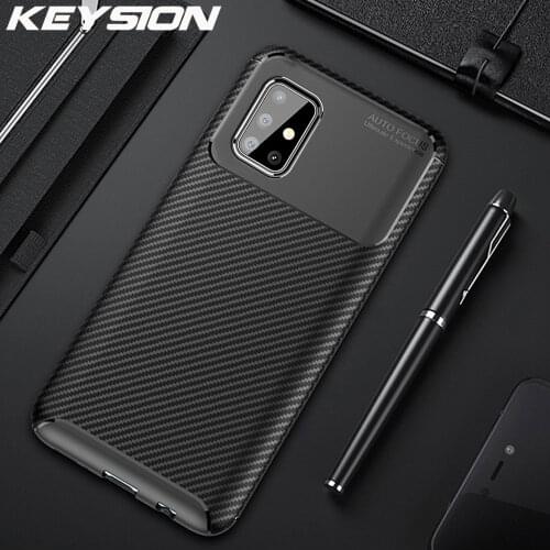 KEYSION Shockproof Case for Samsung Galaxy A51 A71 A01 A11 A21 A41 A81 A91 Carbon Fiber Phone Cover For Samsung M31 M30S M20 M10