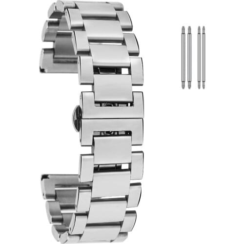 18mm 20mm 22mm Stainless Steel Watch Band Strap Silver Color Metal Gap Wrist Bracelet with Spring Bars Replacement for Men Women