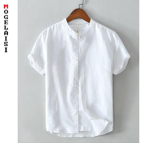 Summer short sleeve shirt men casual white linen cotton tops Breathable comfortable shirts for man clothing Camisa masculina 562