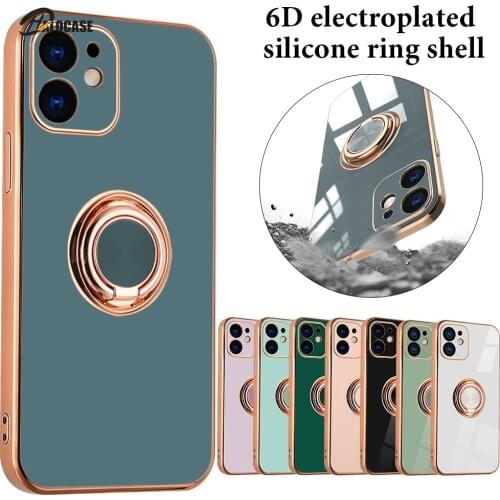 Silicone Phone Case For iPhone 12 11 Pro Max XR SE 2020 X 12 Mini XS Max Case Shockproof Magnetic Ring Bracket For iPhone Coque
