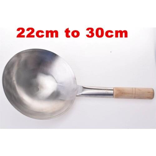 Wooden Handle Pure Iron Pan Stainless Steel No Coating Non-stick Wok Hand Forging Iron Pan Chinese Style Iron Pot Gas Cooker