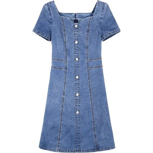 Thin Elegant Denim Vestidos Dress 2021 Women High Waist Long-sleeved Slim Loose A-line Mini Shirt Dresses Streetwear
