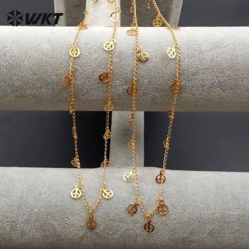 WT-N1061 Wholesale link Chain Clasp Necklace jump circle joint chain with little fan in gold plating Necklace Gift Jewelry women