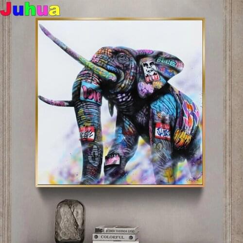 Animal Graffiti Elephant diy Diamond Painting Mosaic needlework 5D Full Square Round animal diamond Embroidery home decor