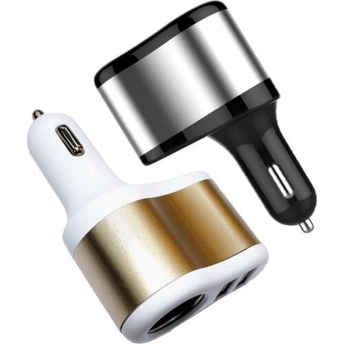 1PCS 2.1A Protable Mini Dual USB Ports Aluminum Alloy Lighter Car Charger Power Adapter Auto Accessory