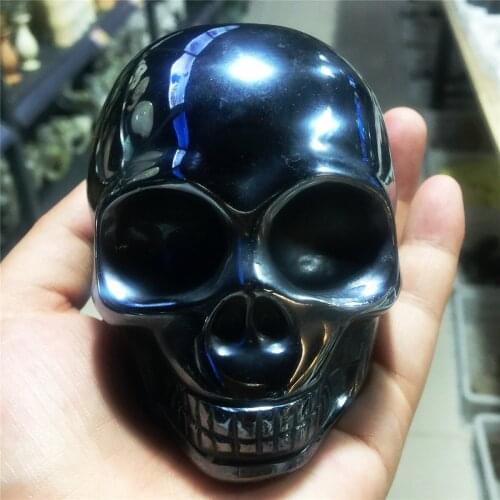 1pcs Beautiful crystal carved natural terahertz hand carved skull for home decoration skull Halloween gift