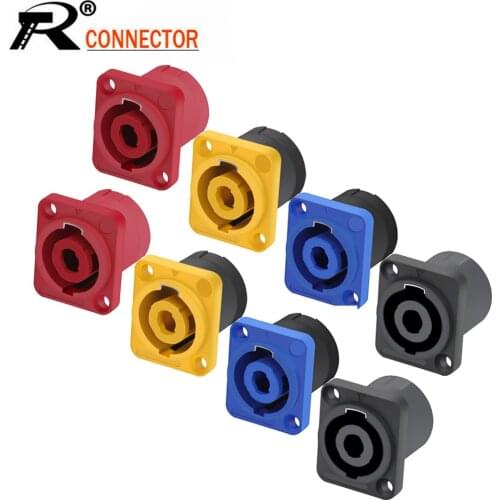 10pcs/lot 4 Pin Speaker Power Connector Female Jack Panel Mount 4 Pole 4 Core Chassis Socket Amplifier Loudspeaker Chassis