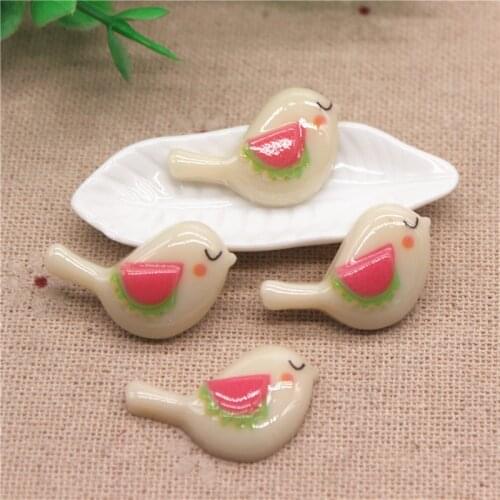 20pcs 18*22mm Mix Colors Cute Resin Bird Flatback Cabochons Miniature Art DIY Hair Clip Decoration