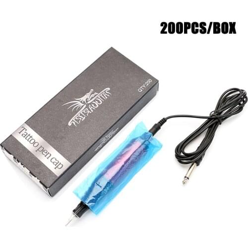 200 pcs/lot Disposable Cartridge Tattoo Pen Machine Cover Filter Pen Type Bag Clip Plastic Cord Sleeves Tattoo Machine Cover Bag