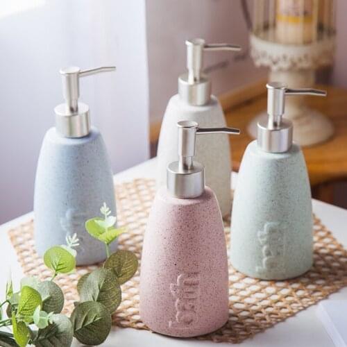 400ml Nordic Bathroom Accessories Set Ceramic Bath Refillable Bottle Shower Gel Shampoo Bottle Liquid Soap Dispenser Bottles