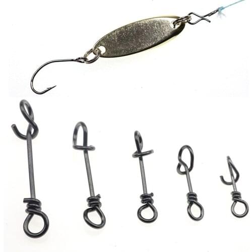 50Pcs Stainless steel Connector Fishing Fastach Clips Fishing Swivels Snaps Swivel Rolling Snap Quick Connection Accessory