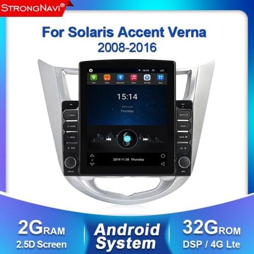 Tesla screen 2+32G Car Radio Multimedia Video Player Navigation GPS Car Android For Hyundai Solaris Accent Verna 2008-2016 WIFI