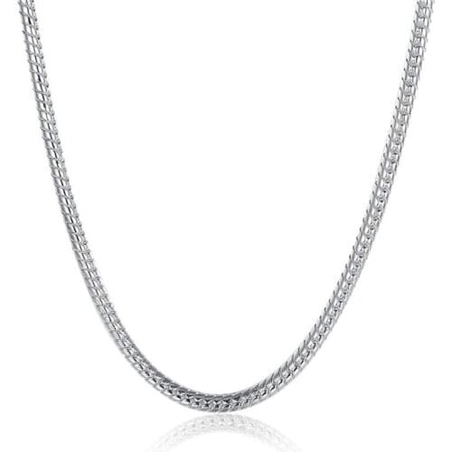 BABYLLNT 925 Solid Silver 4mm 18Inch Snake Chain Necklace For Woman Man Fashion Wedding Engagement Party Jewelry Gift