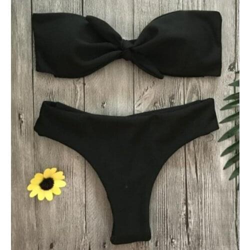 Free Shipping 2019 European And American-Style Sexy Strapless Chest Knot Bikini Hot Selling Swimsuit Bikini