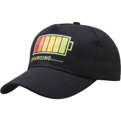 Creative Cotton printed Battery Charging baseball cap battery full grid Suncreen hat women men chapeu dad hat Snapback gorras
