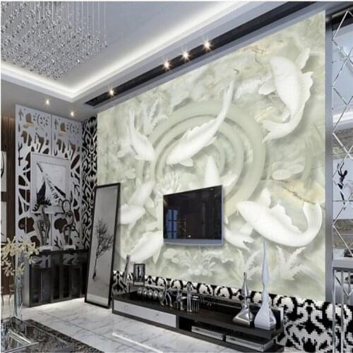 Beibehang Large Custom Wallpaper Jade Carvings Year More than 3D TV Living Room Bedroom Background Home Decoration
