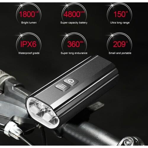 Bicycle Front Torch Light 5 Modes Waterproof Bike Headlight T6LED 20W MTB 1800LM Biking Portable Dustproof Cycling Parts