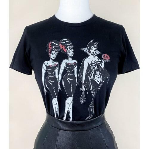 Girls Night Out Party Clothes Crazy Women T Shirts Halloween Wicca Graphic Tee Cotton Orange Tshirt Witch Witchy T-shirt Femme