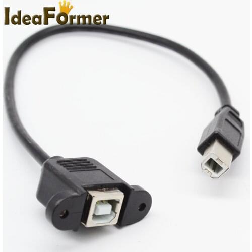 USB 2.0 Type B Male to Female M/F EXTENSION Data Cable Panel Mount Cable 30CM with Screw hole 3D Printer Parts Cable Connector