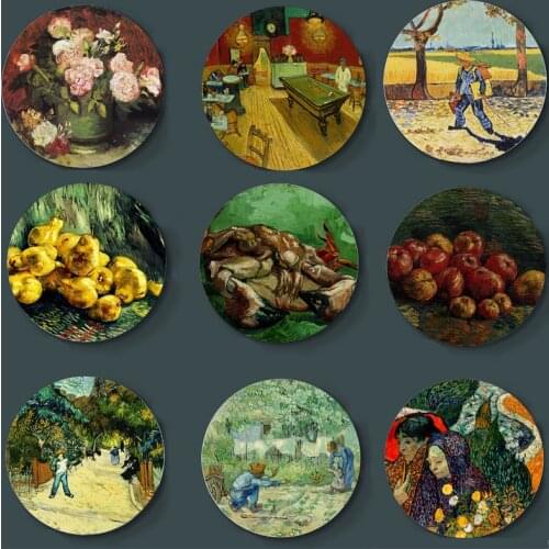 Van Gogh Oil Painting Art Plate European Decoratie Plate Wall-Hanging Beautiful Ornaments Home Bar Studio Handmade Crafts