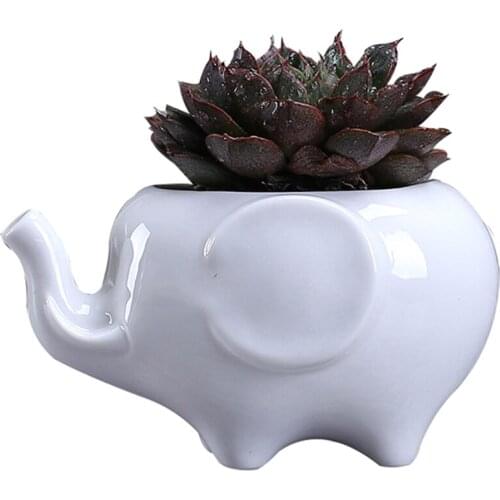Elephant Ceramic Flower Pot Succulent Plant Container Decoration For Home Office Garden Planter