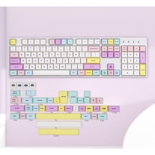 KBDfans DSA Profile PBT 144 keys Teacap Cat Dye-Subbed Keycaps Compatible with 61/63/67/68/84/87/104 /HHKB layouts