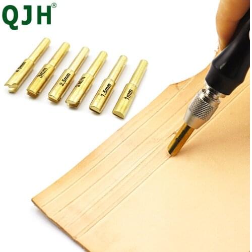 Brass Soldering Iron Head DIY Leather Edge Concave Arch Flat Head Groove Press Creaser Wood Handle Device DIY Leather Craft Tool