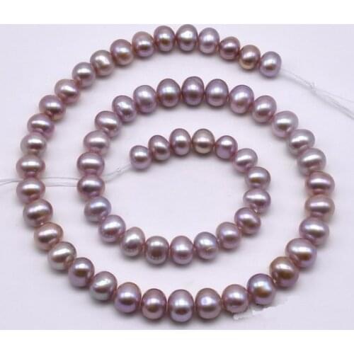 Lavender Pearl Loose Beads,Freshwater Pearl,7-8mm Potato Real Pearl Beads Strand,One Full Strand,Free Shipping