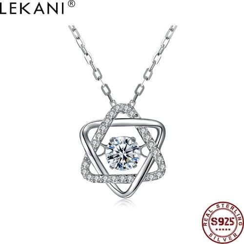 LEKANI Boutique Hexagon S925 Sterling Silver Pendant Fully Zircon Necklace For Women The New Listing Fall Fine Jewelry Gift 2020