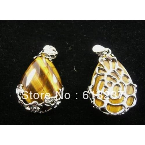 Hot free Shipping new 2014 Fashion diy 5pcs tigers eye teardrop pendant 36x27mm AAA MY4698
