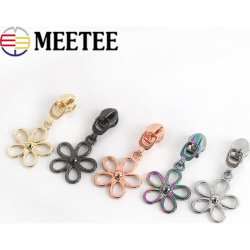 Meetee 20pcs 5# Nylon Zipper Silder Metal Puller Head for NylonZips Jacket Bag Zippers Repair Kits DIY Garment Sew Accessory